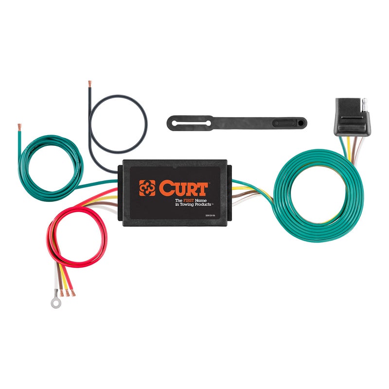CURT 56190 Powered 3-to-2-Wire Splice-in Trailer Tail Light Converter, 4-Pin Wiring Harness - Image 1